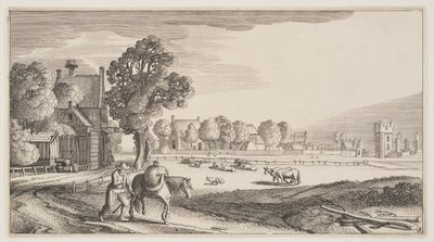 Roads along a Pasture, alkaen Landscapes (Playsante Lantschappen) tekijältä Claes Jansz. Visscher II