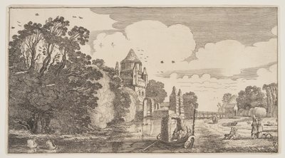 Pieni Houtpoort Haarlemissa, teoksesta Landscapes (Playsante Lantschappen). tekijältä Claes Jansz. Visscher II