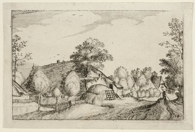 Kylätie, levy kahdestoista maatilojen, maalaistalojen ja maalaiskylien kuvien jälkeen (Praediorum villarum et rusticarum casularum icones). tekijältä Claes Jansz. Visscher II