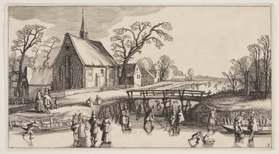 Winter Landscape, alkaen Landscapes (Playsante Lantschappen) tekijältä Claes Jansz. Visscher II