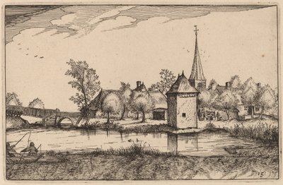 Lampi ja kylä tekijältä Claes Jansz Visscher after Johannes van Doetechum, the Elder after Lucas