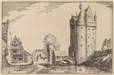 Kaupungin portti tekijältä Claes Jansz Visscher after Johannes van Doetechum, the Elder after Lucas