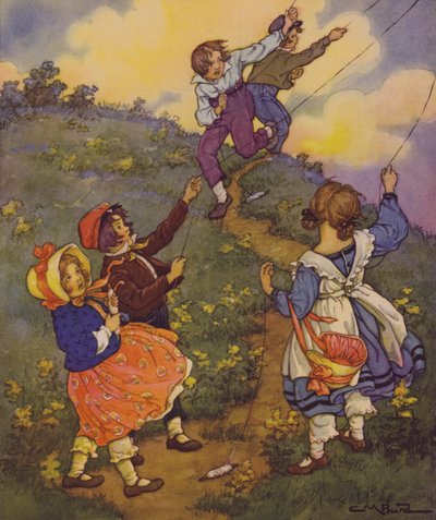 Lapsen jakeiden puutarha: Tuuli (väri litho) tekijältä Clara Miller Burd