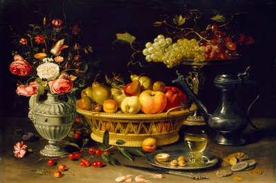 Hedelmien ja kukkien asetelma, 1608-1621 tekijältä Clara Peeters