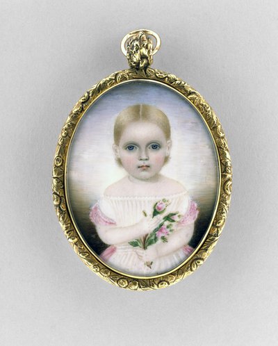 Tytön muotokuva, n. 1840 (akvarelli norsunluulla, kullattu ja lasi) tekijältä Clarissa Peters Russell