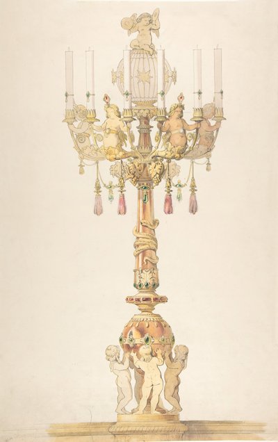 Suunnittelu kynttelikkölle, 1810-38. tekijältä Claude Aimé Chenavard