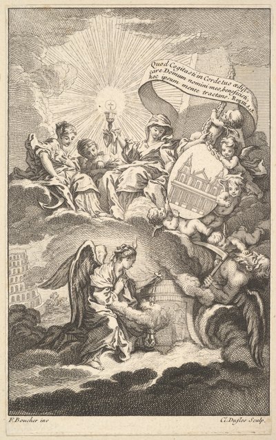 Etukappale, Alexis Pironin St. Sulpicen rakennuksesta, n. 1744. tekijältä Claude Augustin Duflos