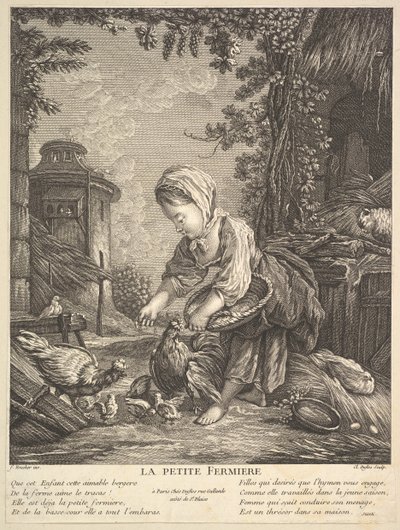 Pieni Farm Girl, n. 1753. tekijältä Claude Augustin Duflos