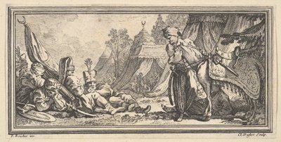 Turkkilaiset sotilaat lepäävät, 1746-47. tekijältä Claude Augustin Duflos