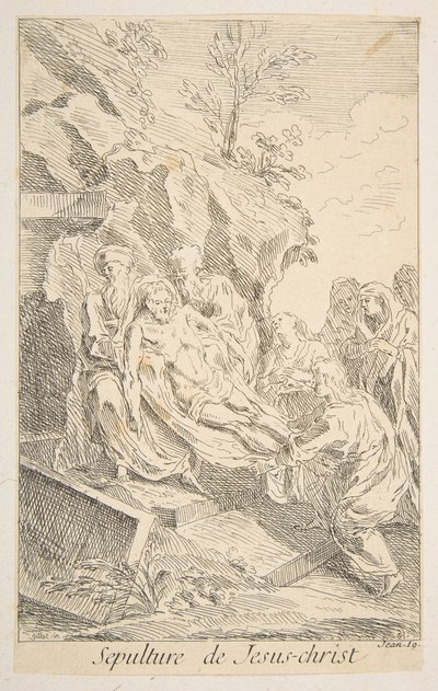 Kristuksen hautaus.n.d. Tekijät: Claude Gillot, Jacques Gabriel Huquier. tekijältä Claude Gillot, Jacques Gabriel Huquier