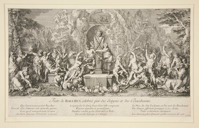 BACCHUS-juhla, jota viettävät Satyrs ja Bacchantes tekijältä Claude Gillot