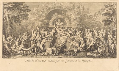 Feste du Dieu Pan, celebree par des Sylvains et des Nymphes (Sylvans ja Nymphs juhlii The Feast of the God Pan) tekijältä Claude Gillot
