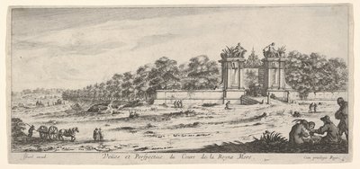 Näkymä Kuningataräidin asunnon portille, sarjasta Näkymät ja uusi ..., n. 1644. tekijältä Claude Goyrand