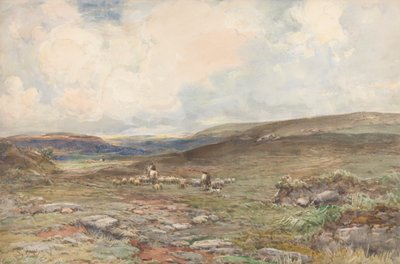Moorland lampaiden ja paimenten kanssa tekijältä Claude Hayes