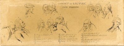 Päähahmot teoksesta "Voltaire Procopen lukusalissa" tekijältä Claude Jacquand
