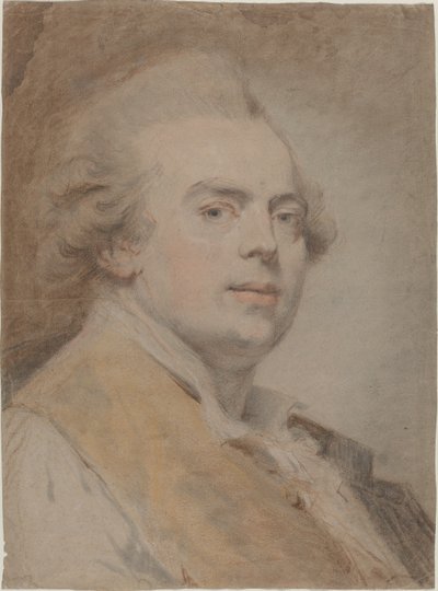 Omakuva, n. 1780 (punainen ja musta liitu ja pastelli paperille) tekijältä Claude Jean Baptiste Hoin