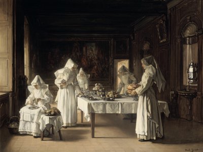 "Dinner at the Hospice of Beaune", Ranska, 1800-luvun loppu 1900-luvun alku tekijältä Claude Joseph Bail