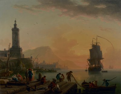 Välimeren satama. Rauhallinen tuuli, illalla tyyntä. tekijältä Claude Joseph Vernet