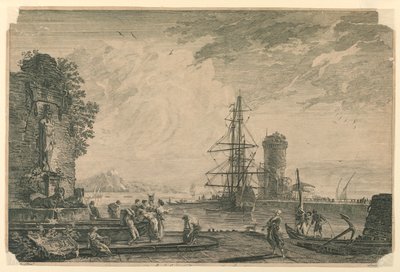 Portissa (Italian satama) tekijältä Claude Joseph Vernet
