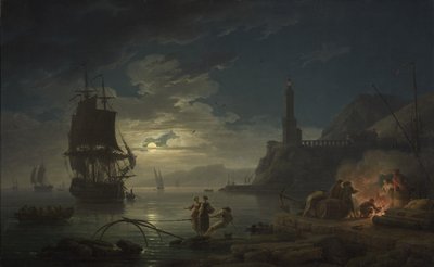 Rannikkokohtaus kuutamossa, 1769 tekijältä Claude Joseph Vernet