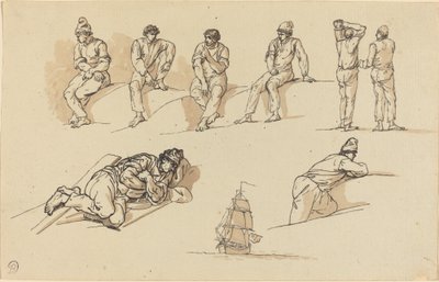 Kahdeksan hahmotutkimusta ja laiva merellä tekijältä Claude Joseph Vernet