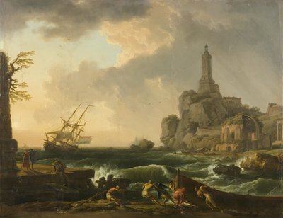Genovan majakka ja Minerva Medican temppeli tekijältä Claude Joseph Vernet