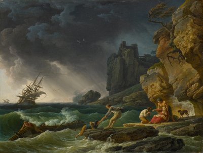 Myrskyinen meri haaksirikkoutuneena, 1780 tekijältä Claude Joseph Vernet