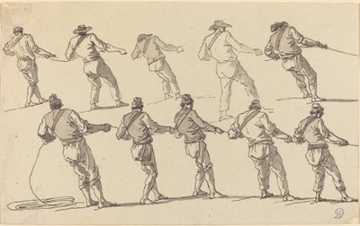 Kymmenen miestä vetää köydestä tekijältä Claude Joseph Vernet