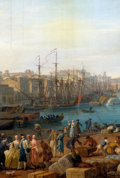 Marseillen satama 1700-luvulla Tavaroiden purkamista kuvaava yksityiskohta. Joseph Vernet