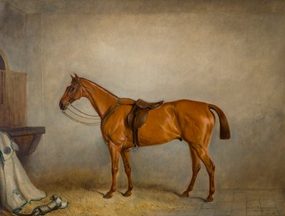 The Horse Planet tallissa, n. 1866 (öljy kankaalle) tekijältä Claude L. Ferneley