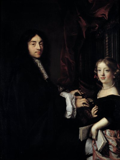 Muotokuva urkuri Charles Couperinista (1638-1679) taidemaalarin tyttären kanssa Claude Lefebvren (1632-1675) maalaus 1600-luvun su. 1,27x0,96 m tekijältä Claude Lefebvre