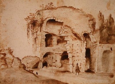 Ruin on the Palatine (muste ja pesu paperille) tekijältä Claude Lorrain