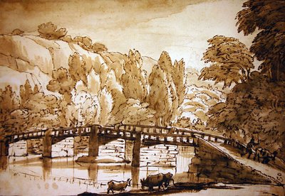Metsämaisema (kynä ja muste ja pesu paperille) tekijältä Claude Lorrain