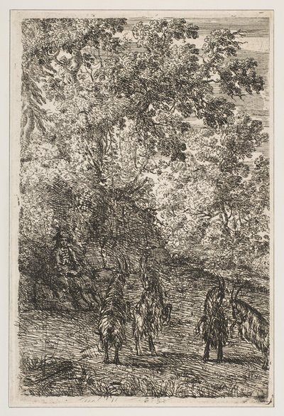 Neljä vuohetta Vuohien vasen osa, n. 1630-33. tekijältä Claude Lorrain