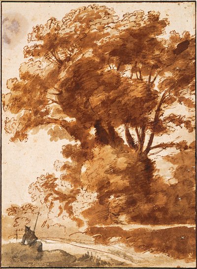 Puuryhmä ja lepäävä paimen tekijältä Claude Lorrain