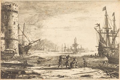 Satama, jossa on suuri torni tekijältä Claude Lorrain