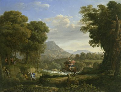Maisema Pyhän Yrjön ja lohikäärmeen kanssa tekijältä Claude Lorrain