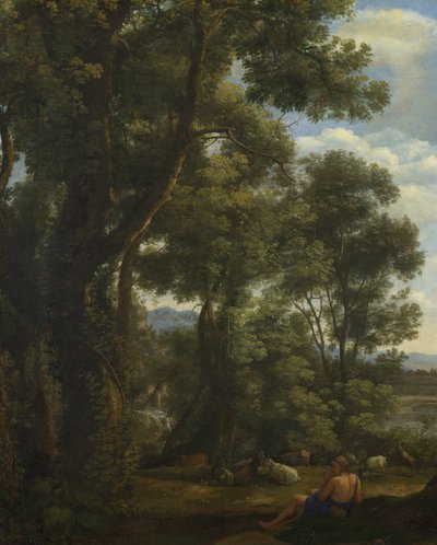 Maisema, jossa on vuohenpaimen ja vuohia  tekijältä Claude Lorrain