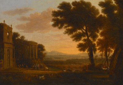 Maisema Psychen uhrin uhrin kanssa Milesian Apollon temppelissä tekijältä Claude Lorrain