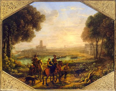 Maisema Santa Marinellan sataman kanssa tekijältä Claude Lorrain