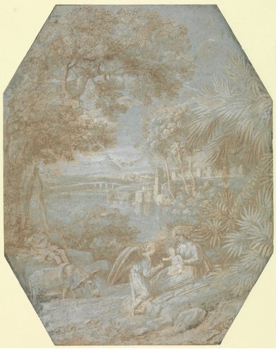 Maisema muiden kanssa lennossa Egyptiin, 1645. tekijältä Claude Lorrain
