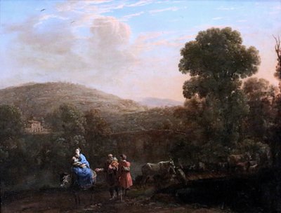 Lorrain - Fuite en Egypte. Lento Egyptiin. vers 1640. Strasbourg tekijältä Claude Lorrain