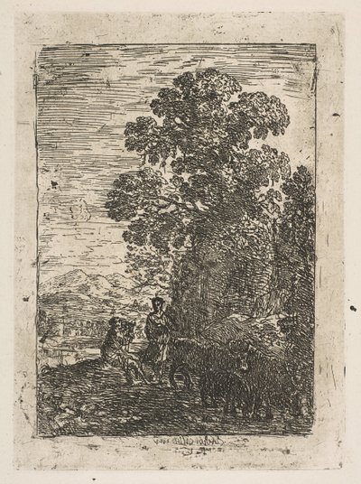 Paimen ja paimentar, n. 1630. tekijältä Claude Lorrain
