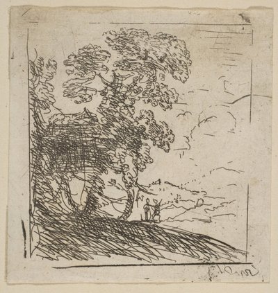 Kahden maiseman oikea puu, n. 1630. tekijältä Claude Lorrain