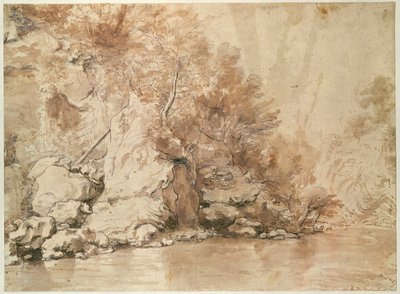 Tutkimus maisemaan (kynä ja bistre ja pesu paperille) tekijältä Claude Lorrain