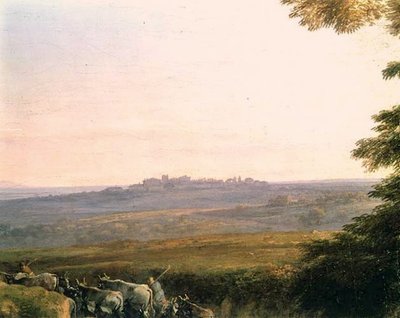 Maisema lehmänpaimenten kanssa (yksityiskohta) tekijältä Claude Lorrain