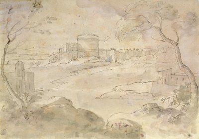 Maisema ja linnoitettu kaupunki (muste ja pesu paperille) tekijältä Claude Lorrain