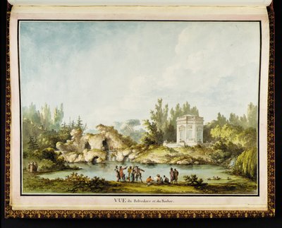 Näkymä Belvederelle ja kalliolle Richard Miquen (1728-94) Recueil des plans du Petit Trianonista tekijältä Claude Louis Chatelet