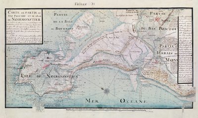Atlas 131 H.fol 71 Kartta osan Bas-Poitousta ja Ile de Noirmoutierista, 1703 (kynä, muste ja wc paperilla) tekijältä Claude Masse