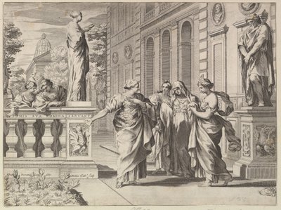 Allegoria Borghesen perheen perustaman roomalaisen korkeakoulun kunniaksi, 1615-88. tekijältä Claude Mellan